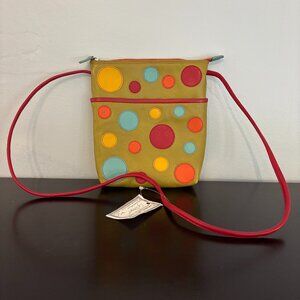 iLi New York Green & Red Polka Dot Leather Crossbody